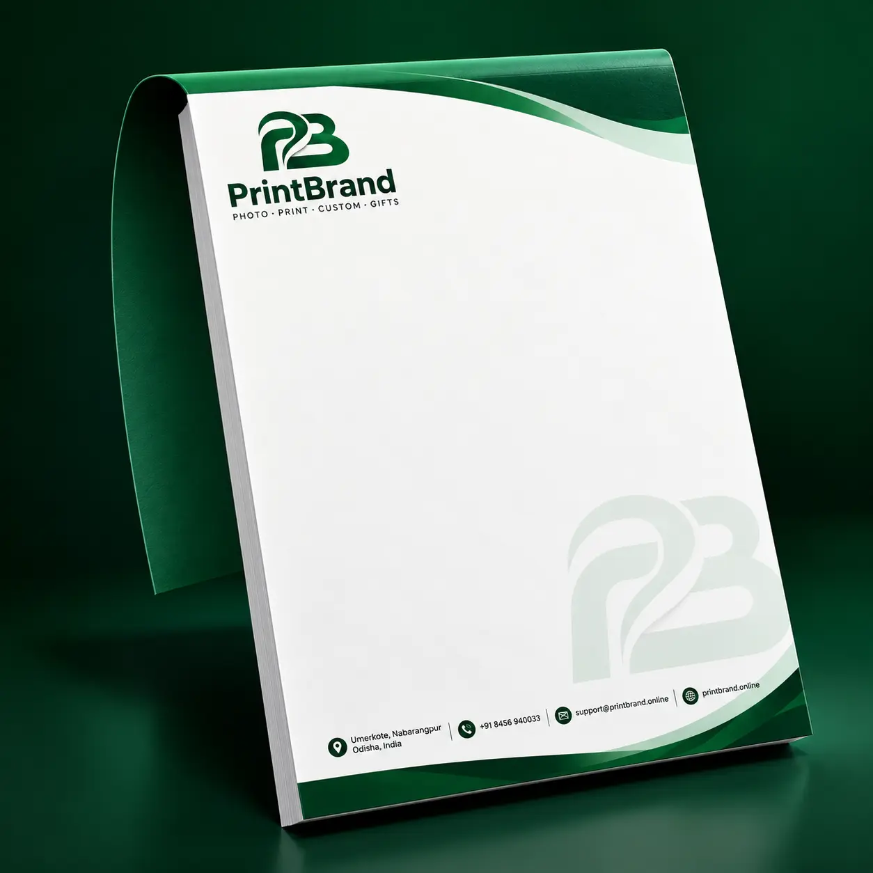 PrintBrand custom letterhead book mockup