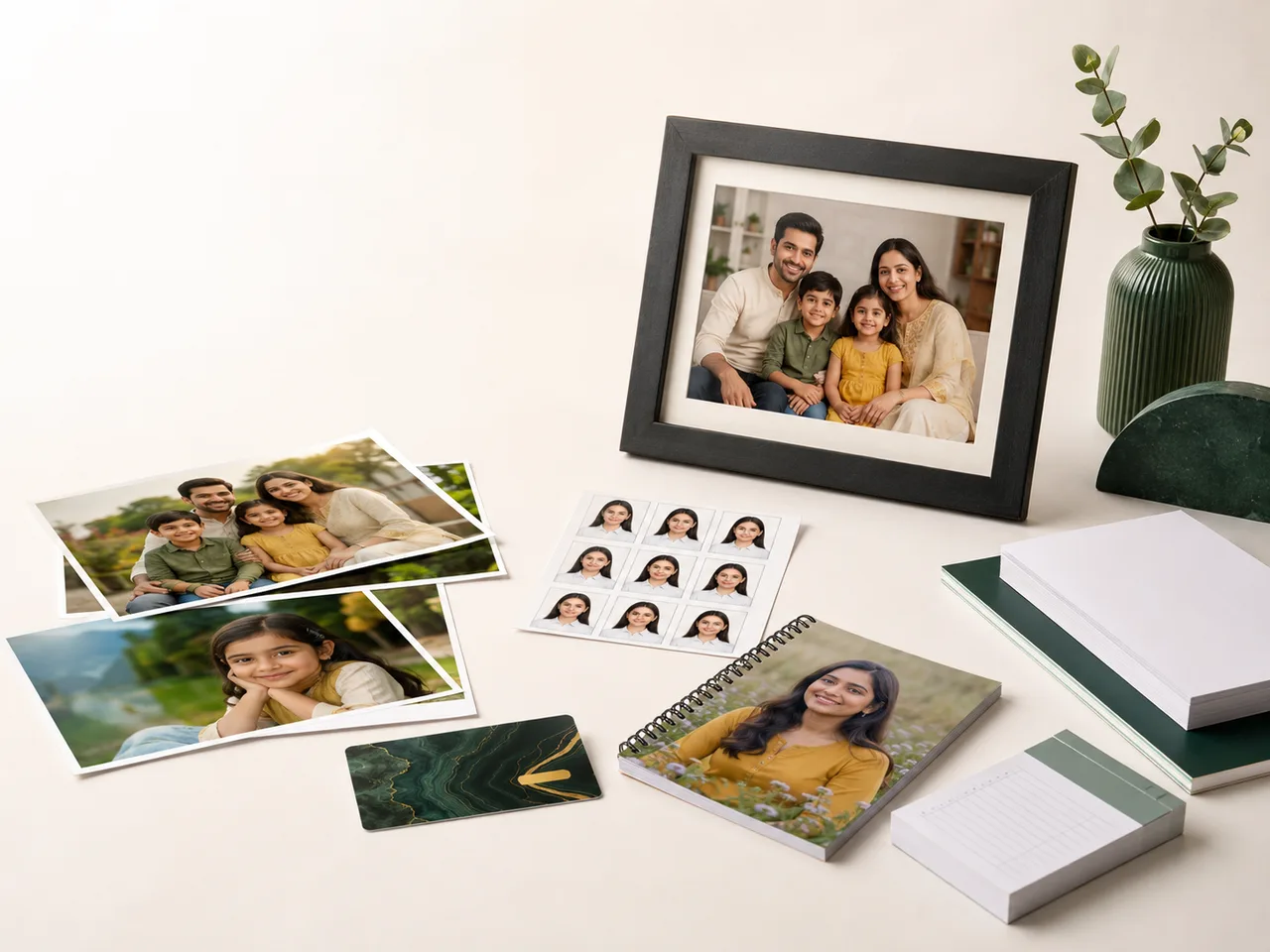Premium framed photographs, passport photos, PVC card and custom print products